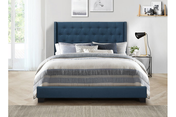 Upholstered standard king deals bed